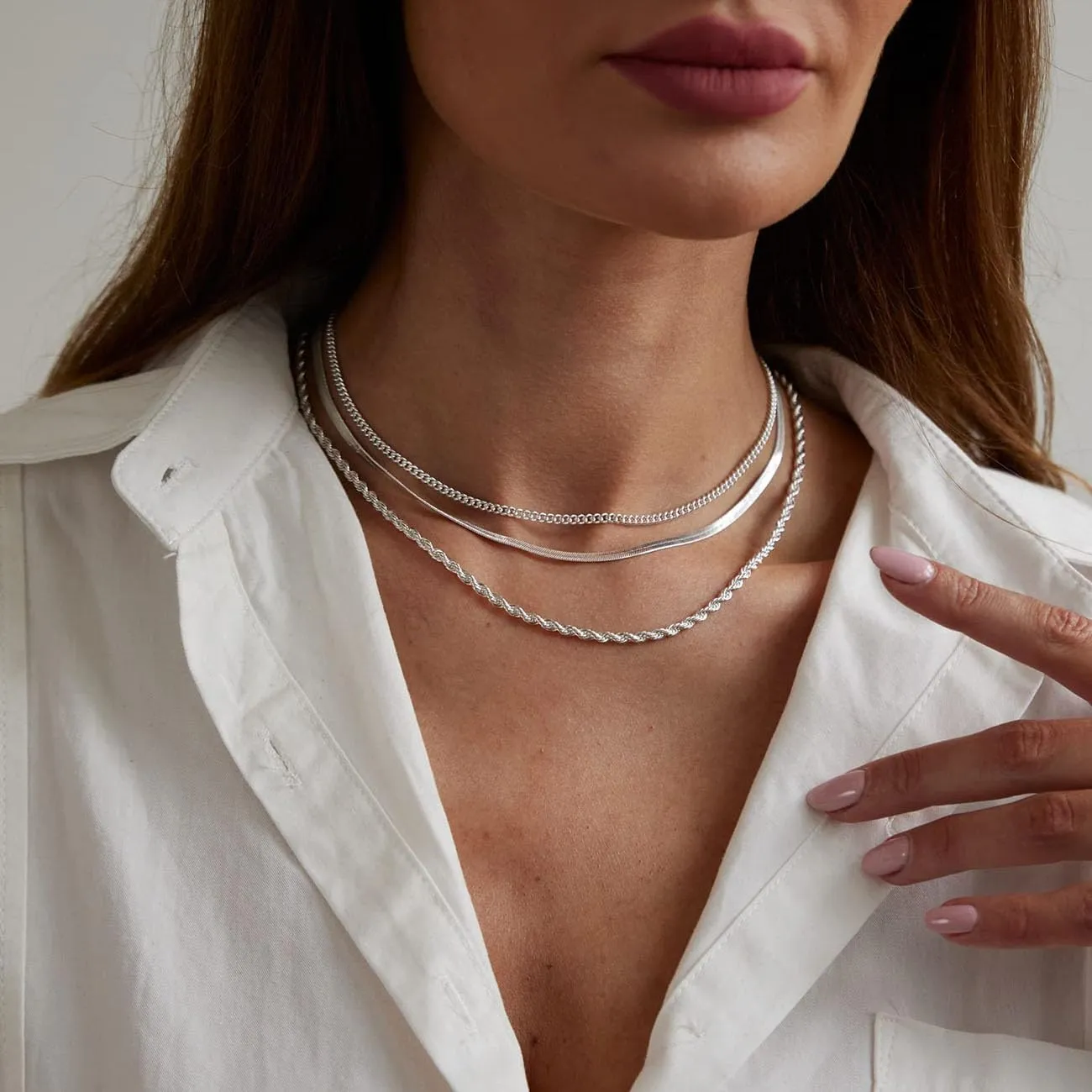 LEXODY Stackable Necklaces for Women 14k Gold Plated Layered Gold Necklaces Dainty Gold Necklace Dot Thin Paperclip Snake Chain Choker Necklace For Women Shine Jewelry Gifts for Women