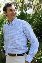 Linden: Button Down Shirt - Pink/Navy