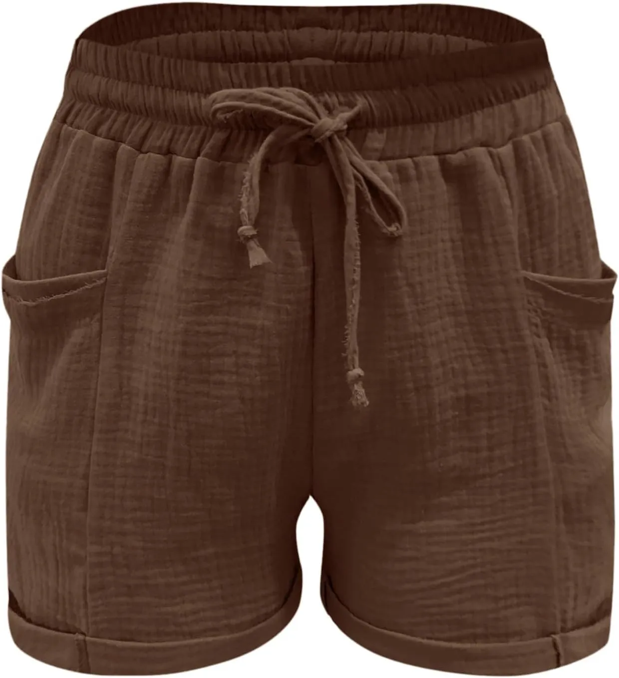 Linen Shorts for Women 2024 Summer Casual Comfy Shorts Drawstring Elastic Waist Lightweight Bermuda Shorts with Pockets