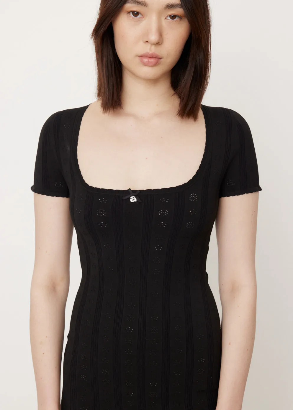 Logo Pointelle Dress