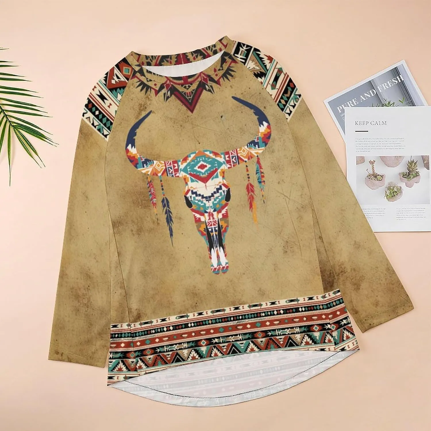 Long Sleeve Shirts for Women Aztec Pullover TopsAmerican Clothing Fall Comfy Fashion Boho Tops for Women