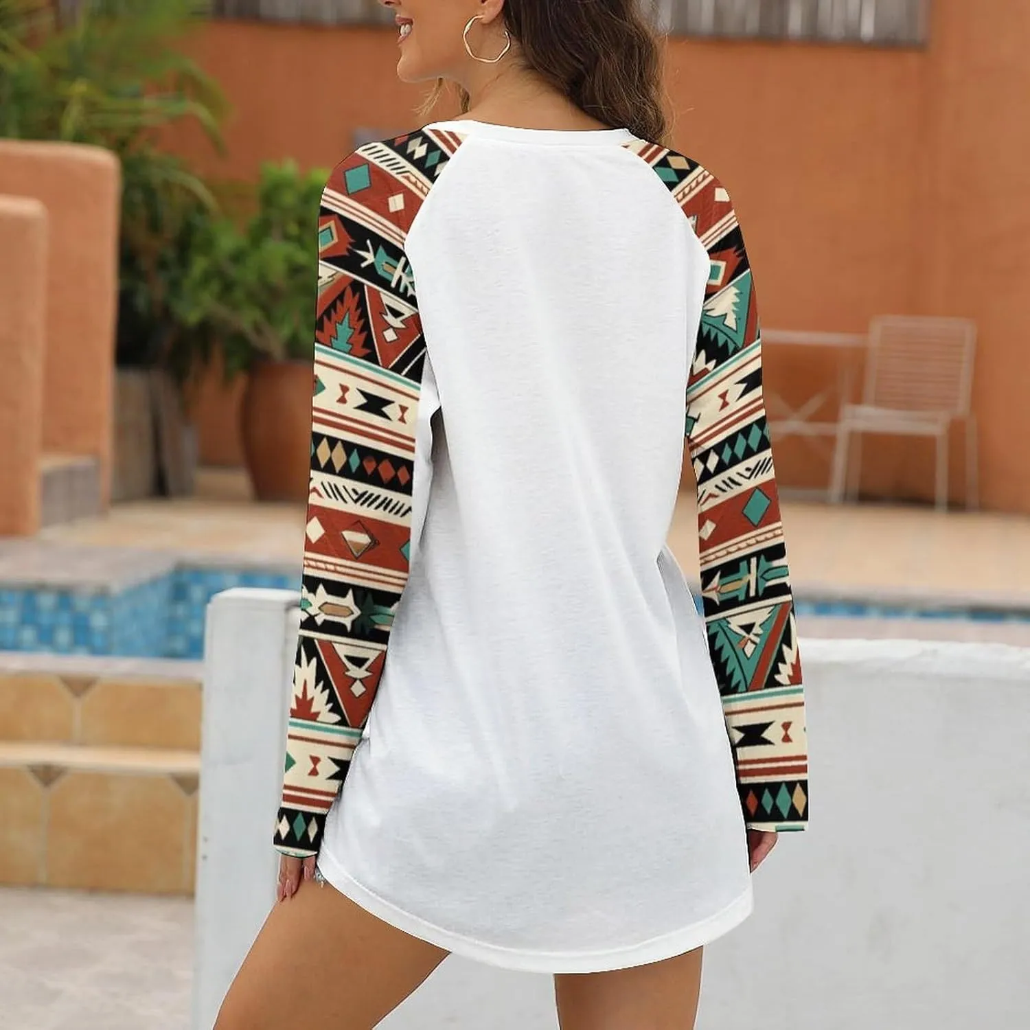 Long Sleeve Shirts for Women Aztec Pullover TopsAmerican Clothing Fall Comfy Fashion Boho Tops for Women