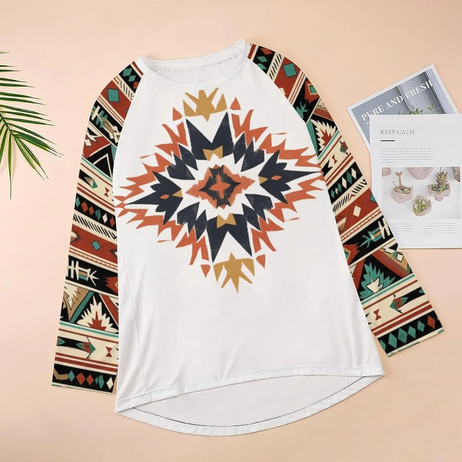 Long Sleeve Shirts for Women Aztec Pullover TopsAmerican Clothing Fall Comfy Fashion Boho Tops for Women