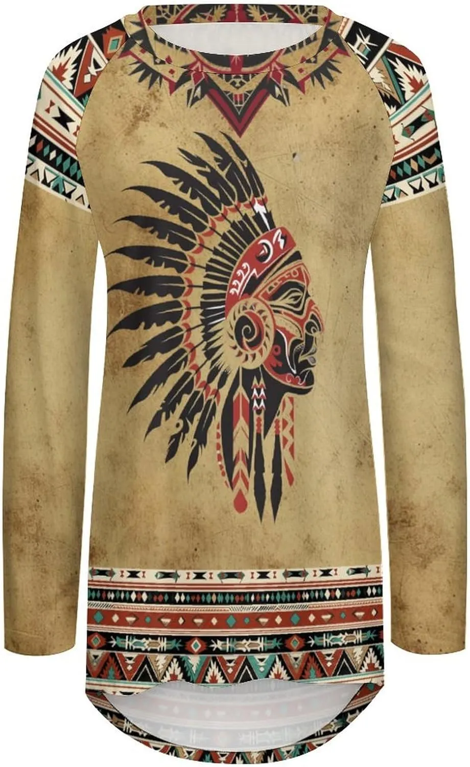 Long Sleeve Shirts for Women Aztec Pullover TopsAmerican Clothing Fall Comfy Fashion Boho Tops for Women