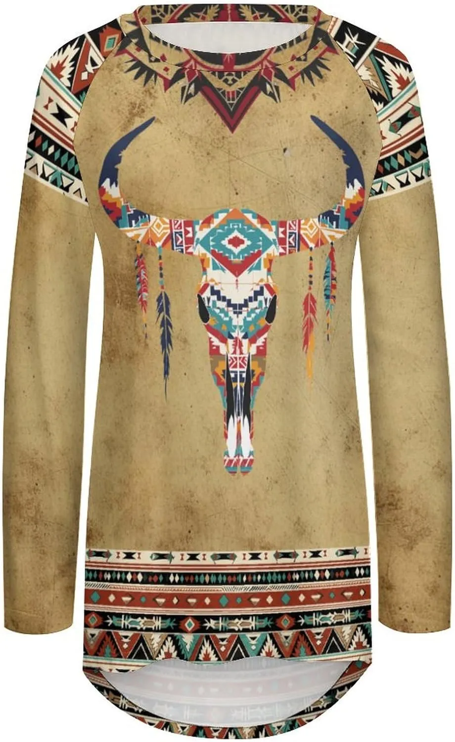 Long Sleeve Shirts for Women Aztec Pullover TopsAmerican Clothing Fall Comfy Fashion Boho Tops for Women