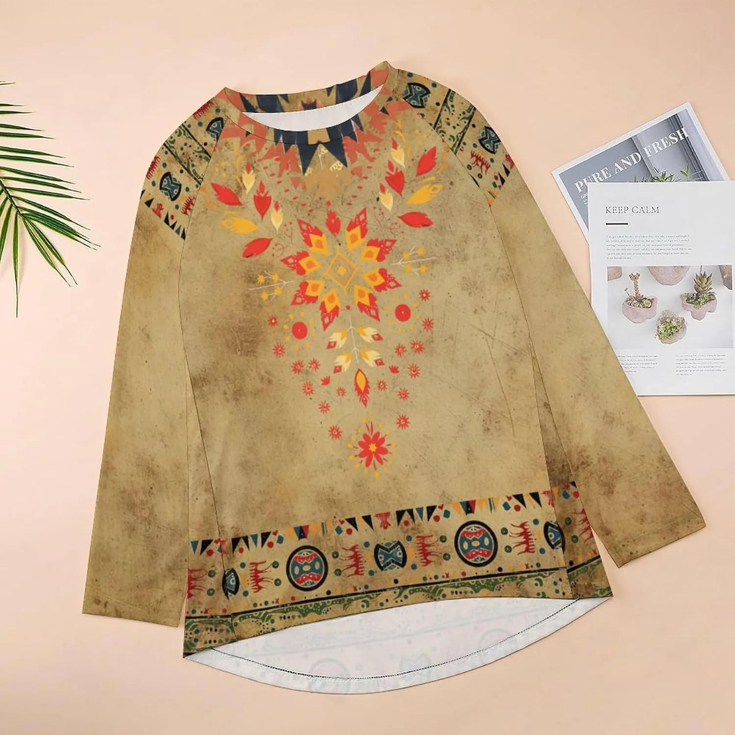 Long Sleeve Shirts for Women Aztec Pullover TopsAmerican Clothing Fall Comfy Fashion Boho Tops for Women