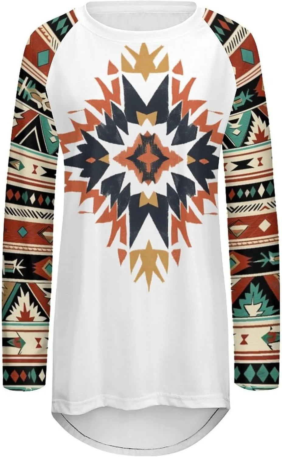 Long Sleeve Shirts for Women Aztec Pullover TopsAmerican Clothing Fall Comfy Fashion Boho Tops for Women