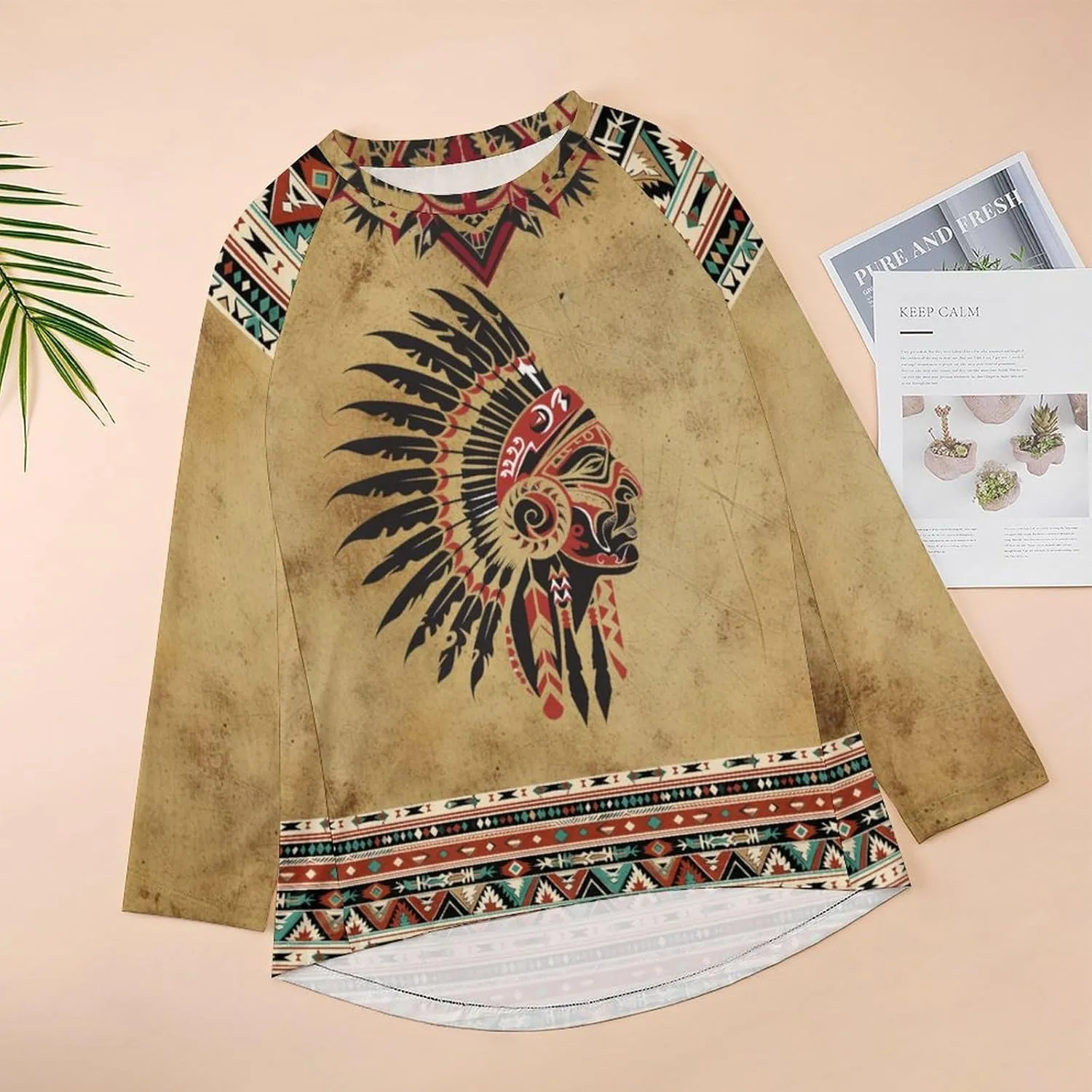 Long Sleeve Shirts for Women Aztec Pullover TopsAmerican Clothing Fall Comfy Fashion Boho Tops for Women