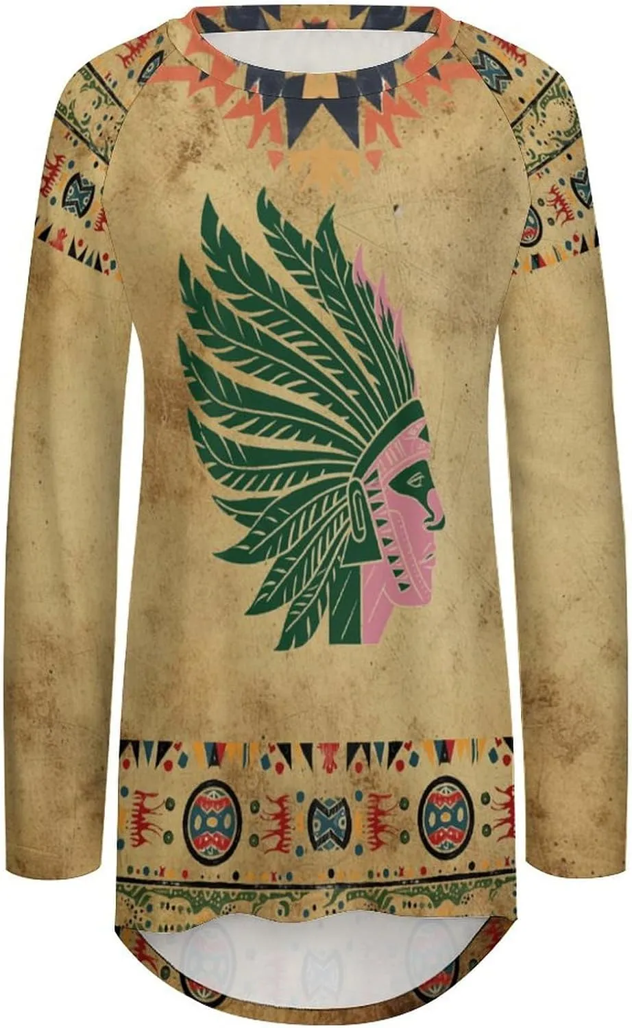 Long Sleeve Shirts for Women Aztec Pullover TopsAmerican Clothing Fall Comfy Fashion Boho Tops for Women