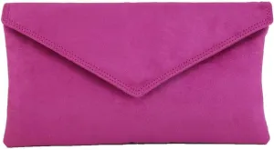 LONI Womens Neat Envelope Faux Suede Clutch Bag/Shoulder Bag