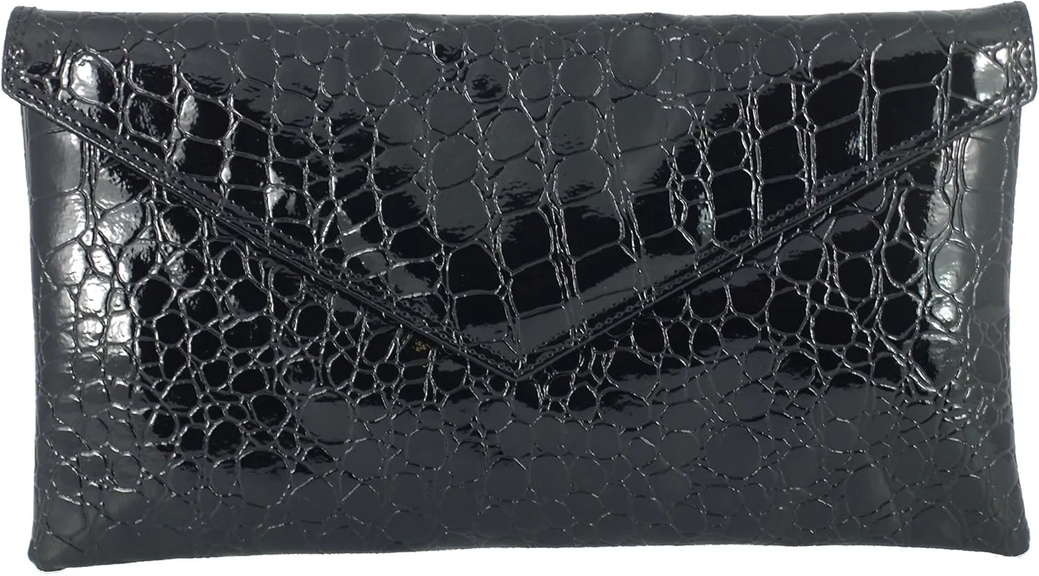 LONI Womens Neat envelope patent crocodile clutch bag