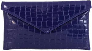 LONI Womens Neat envelope patent crocodile clutch bag