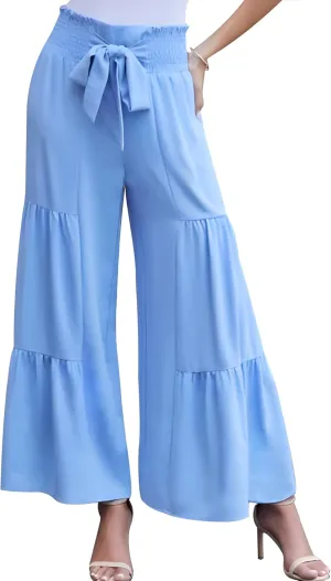 LOUSGUTA Palazzo Pants for Women Dressy Wide Leg Pants Brunch Vacation Outfits High Waisted Palazzo Flowy Trouser