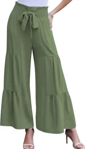 LOUSGUTA Palazzo Pants for Women Dressy Wide Leg Pants Brunch Vacation Outfits High Waisted Palazzo Flowy Trouser