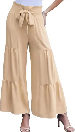 LOUSGUTA Palazzo Pants for Women Dressy Wide Leg Pants Brunch Vacation Outfits High Waisted Palazzo Flowy Trouser