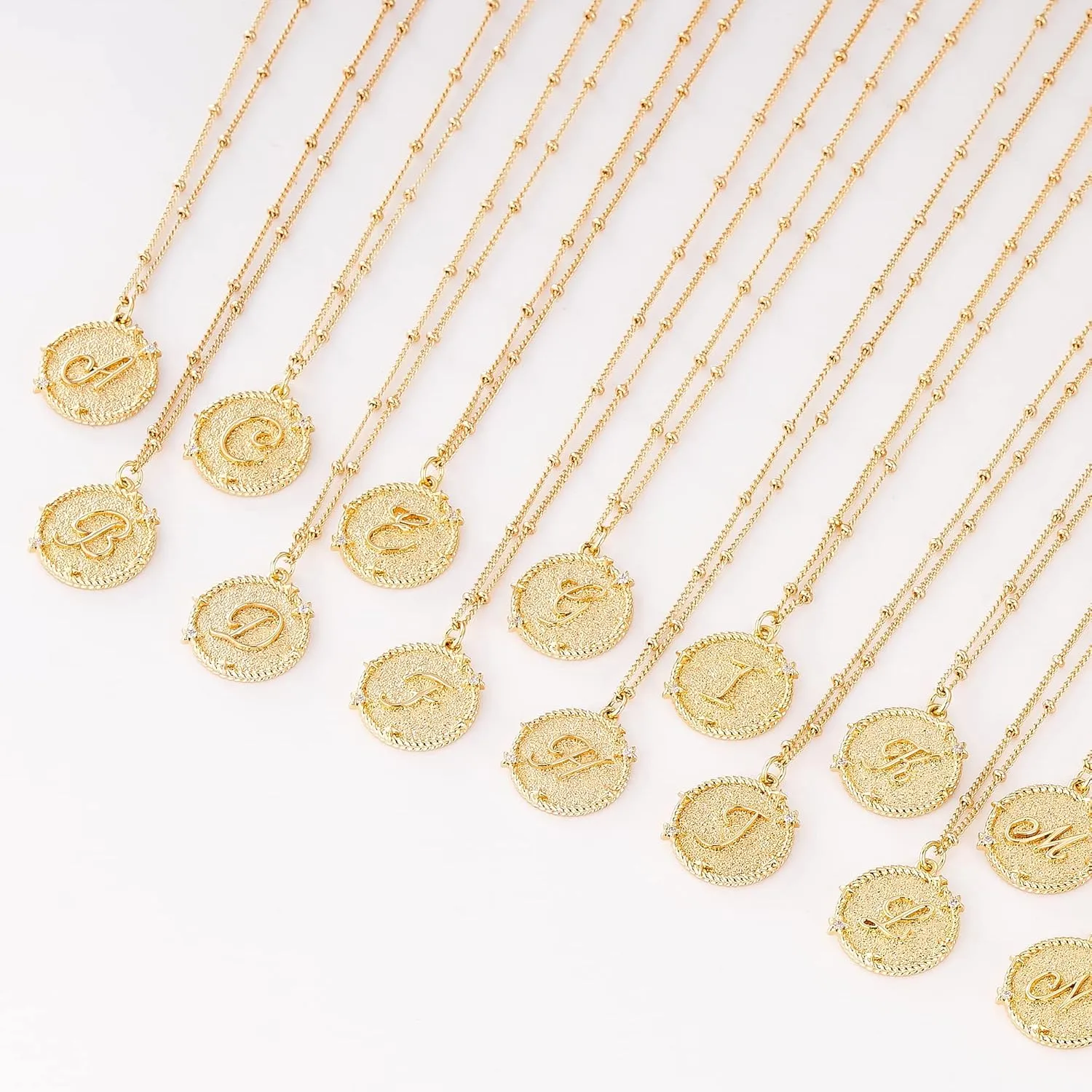 LOYATA Layered Choker Necklace Gold Star Initial Coin Pendant 2 Layer Diamond Cubic Zirconia 14K Gold Plated Dainty Satellite Paperclip Chain Personalized Jewelry Gift for Women Letter A-Z