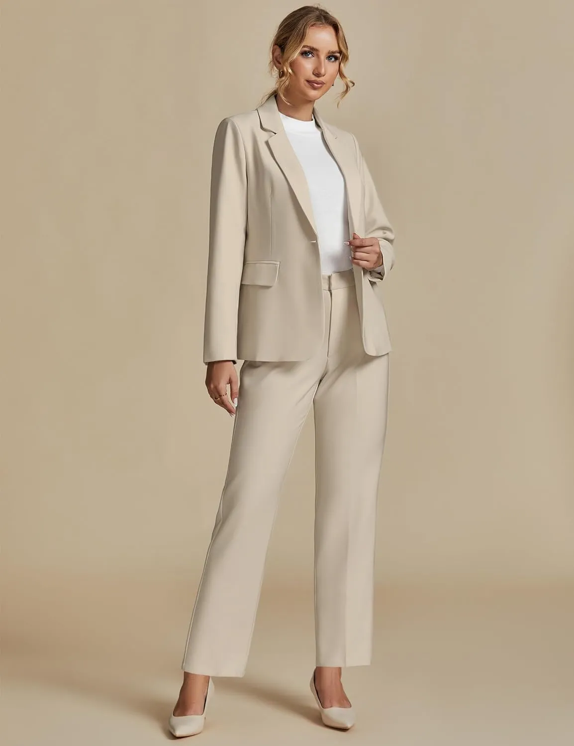 luvamia Women's Two Piece Sets Pants Suits Dressy Business Casual Outfits Professional Blazer Pantsuits Set Work Office