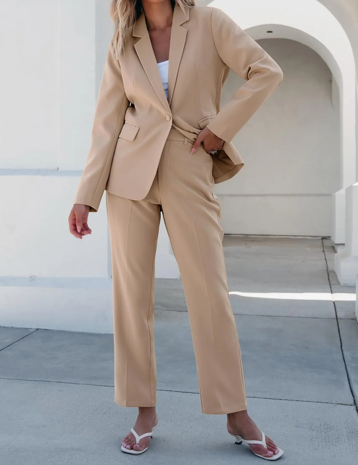 luvamia Women's Two Piece Sets Pants Suits Dressy Business Casual Outfits Professional Blazer Pantsuits Set Work Office