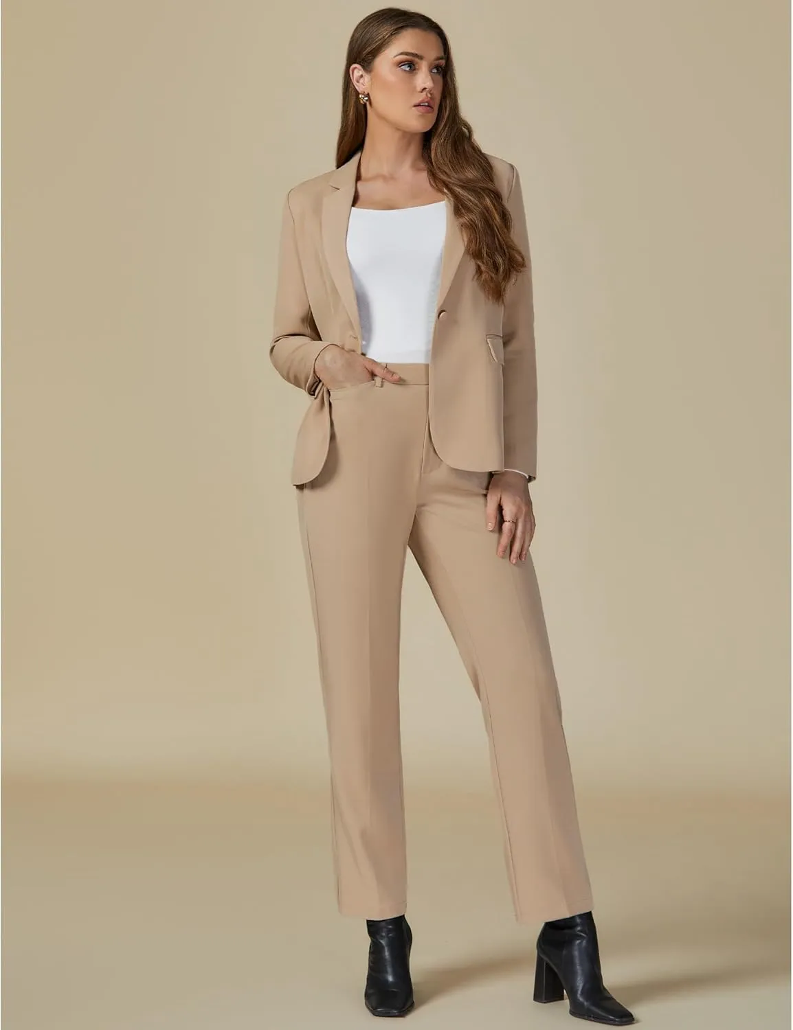 luvamia Women's Two Piece Sets Pants Suits Dressy Business Casual Outfits Professional Blazer Pantsuits Set Work Office