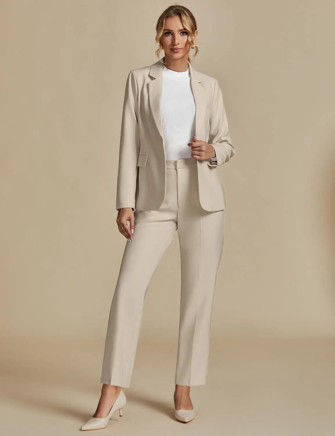 luvamia Women's Two Piece Sets Pants Suits Dressy Business Casual Outfits Professional Blazer Pantsuits Set Work Office