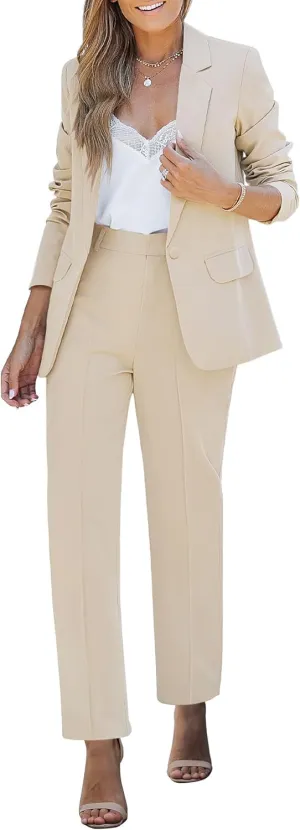 luvamia Women's Two Piece Sets Pants Suits Dressy Business Casual Outfits Professional Blazer Pantsuits Set Work Office