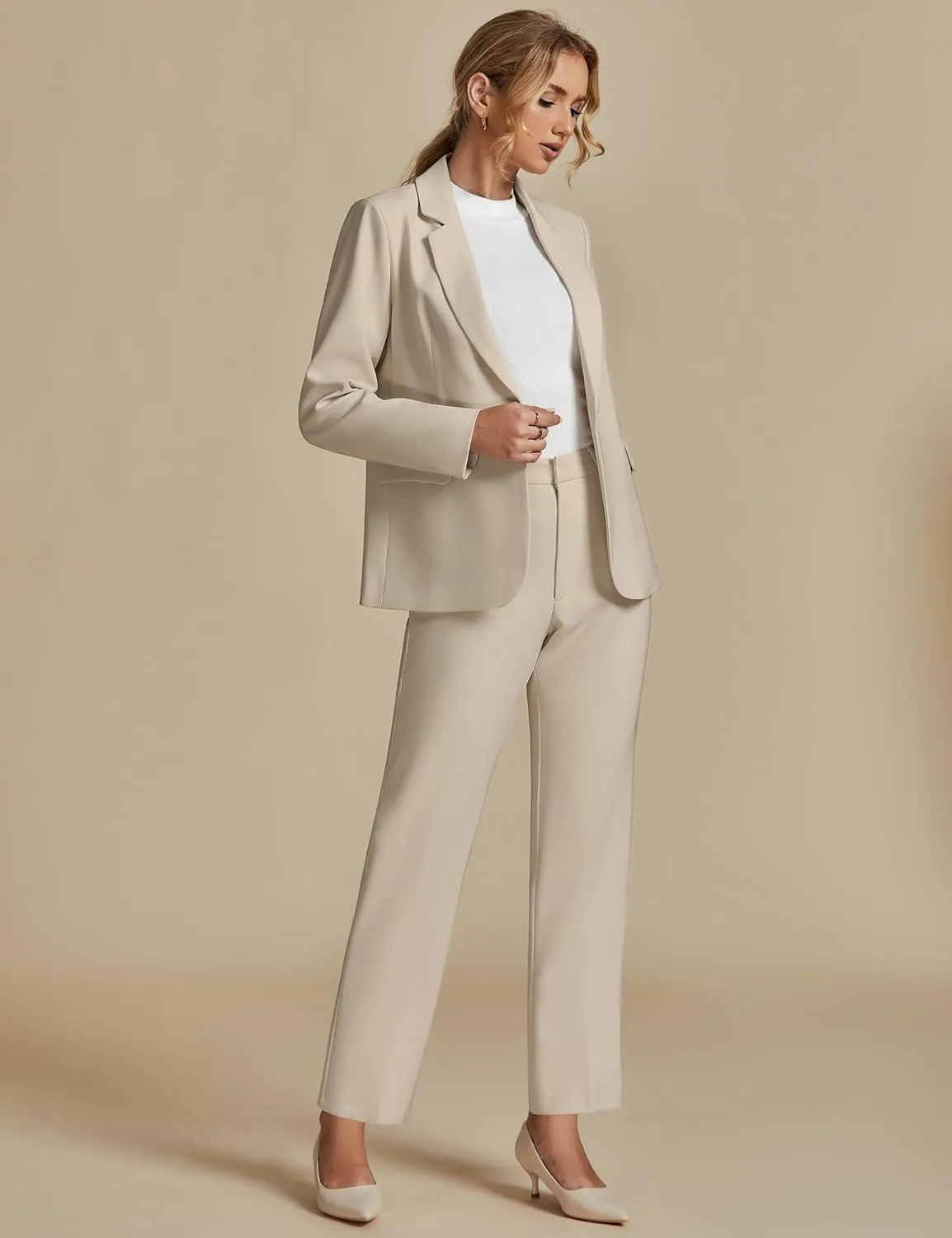 luvamia Women's Two Piece Sets Pants Suits Dressy Business Casual Outfits Professional Blazer Pantsuits Set Work Office