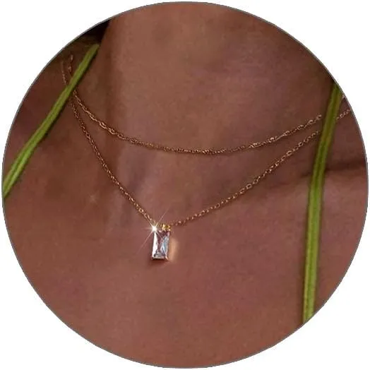 Luxval Diamond Pendant Gold Necklace for WomenDainty 18k Gold Plated Choker Necklaces Simple Gold Jewelry Gifts for Women Girls
