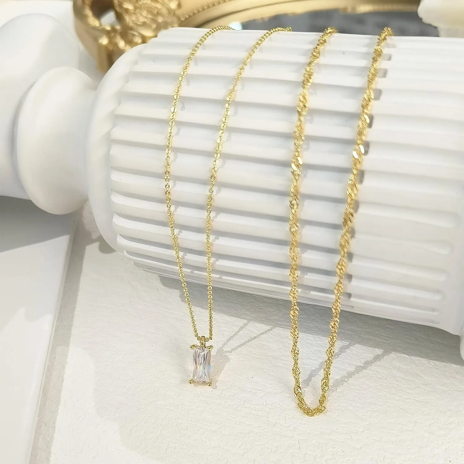 Luxval Diamond Pendant Gold Necklace for WomenDainty 18k Gold Plated Choker Necklaces Simple Gold Jewelry Gifts for Women Girls