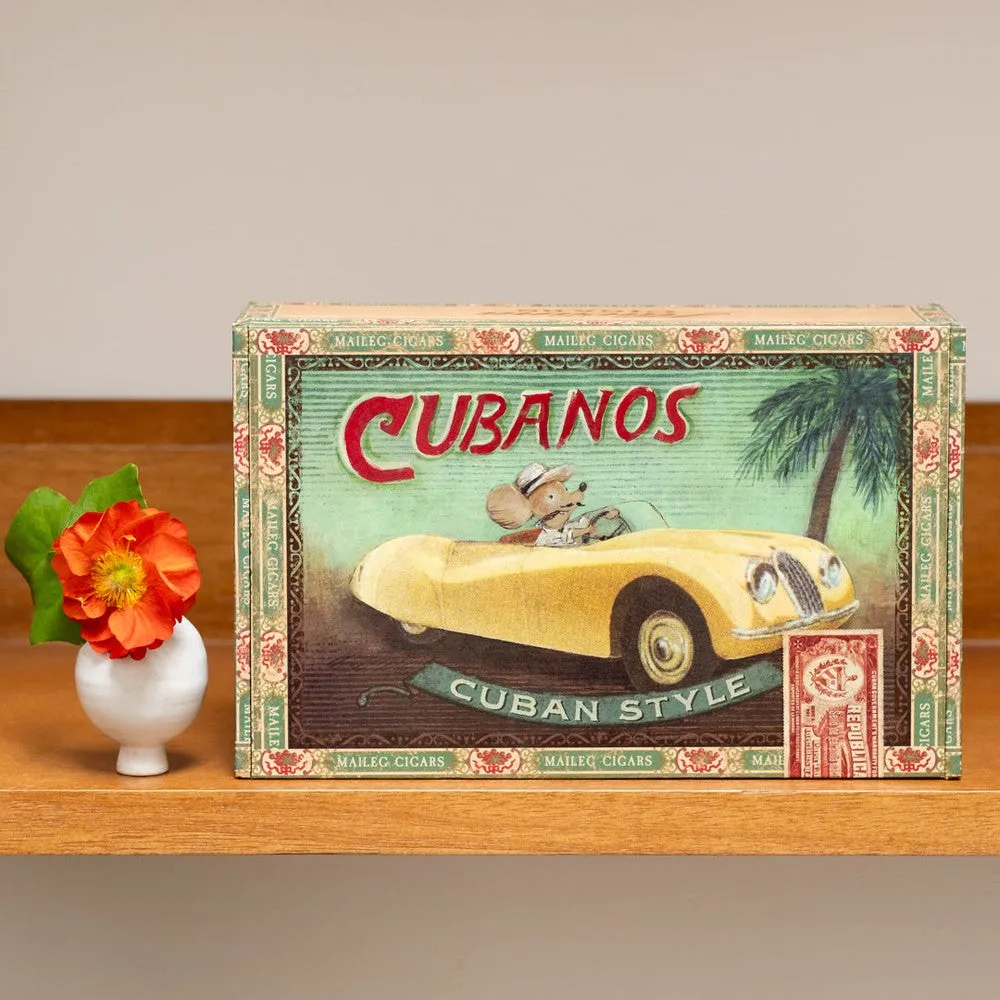 Maileg grandma and grandpa mice in cigar box