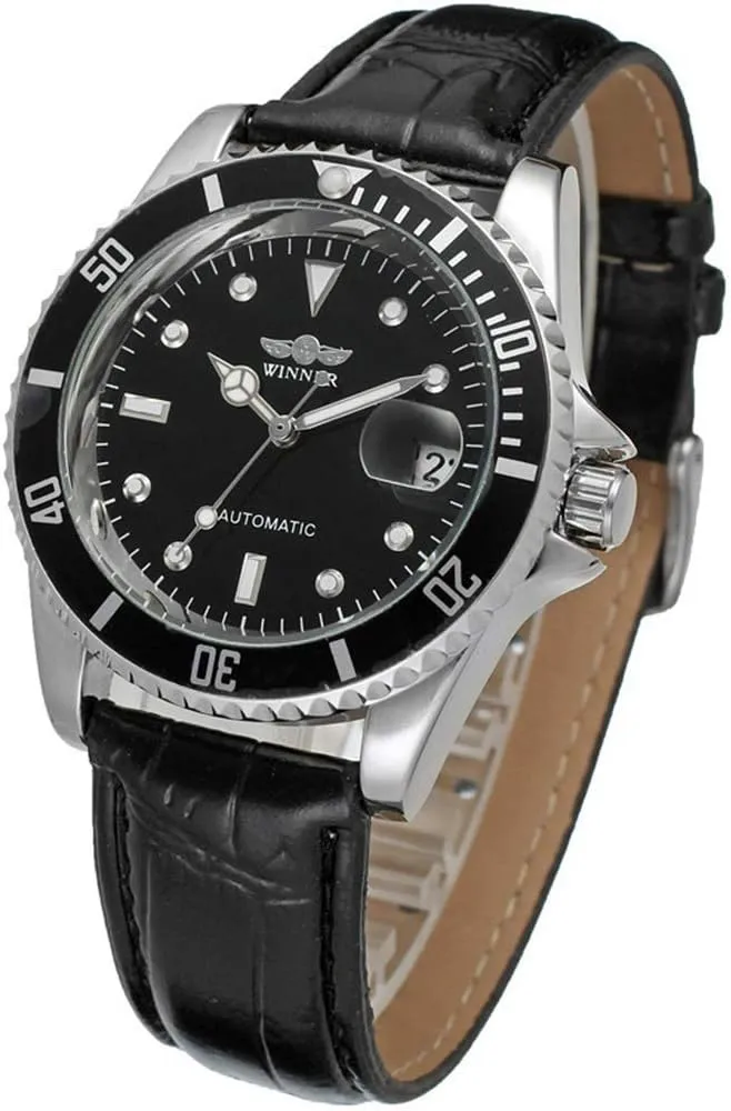 MASTOPMen's Automatic Mechanical Watches Leather Strap Calendar Waterproof Men Luxury Wristwatches