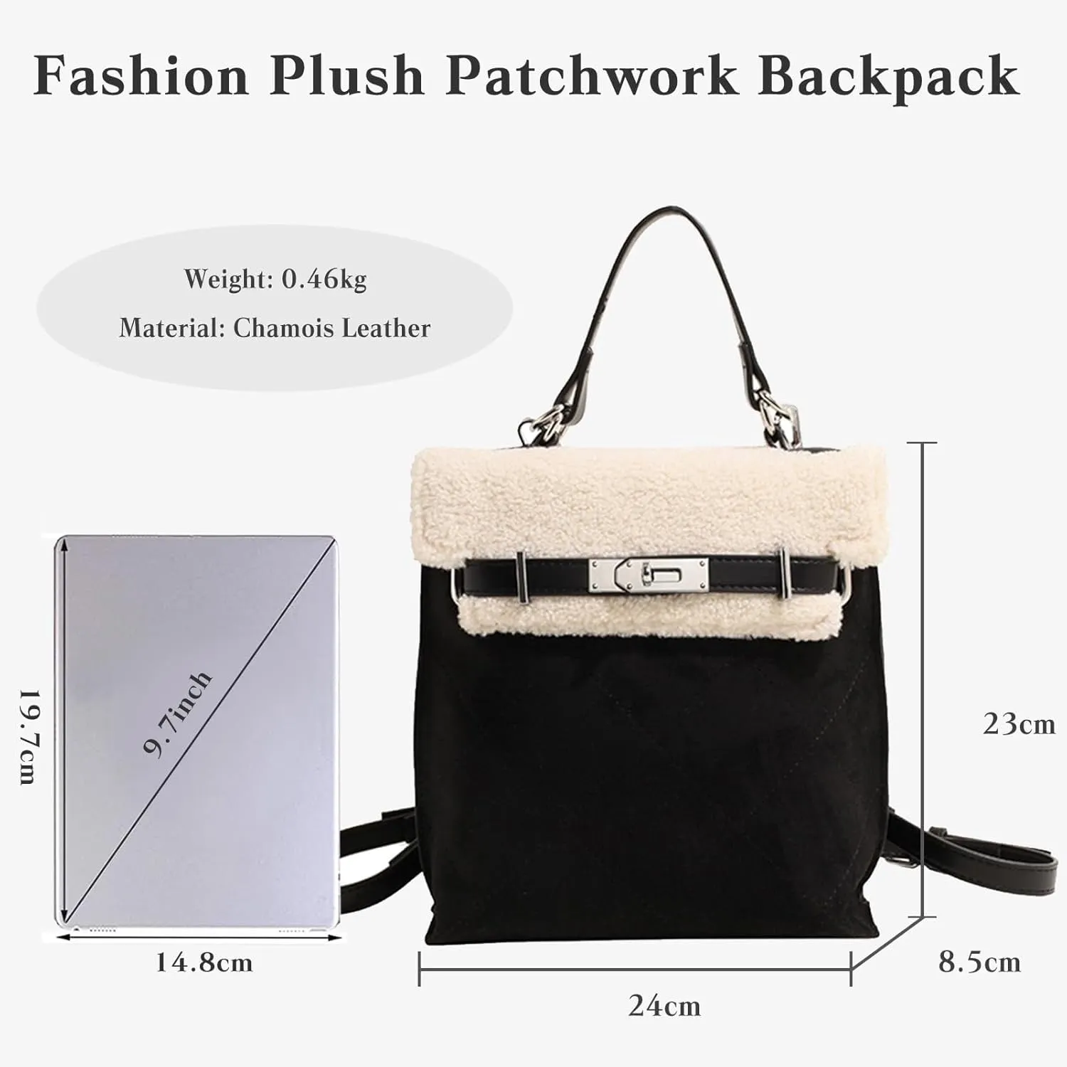 Medium Capacity Crossbody Soft Plush Top Handle Satchel Women Suede Handbag Tote with Lamb Wool Vintage Shoulder
