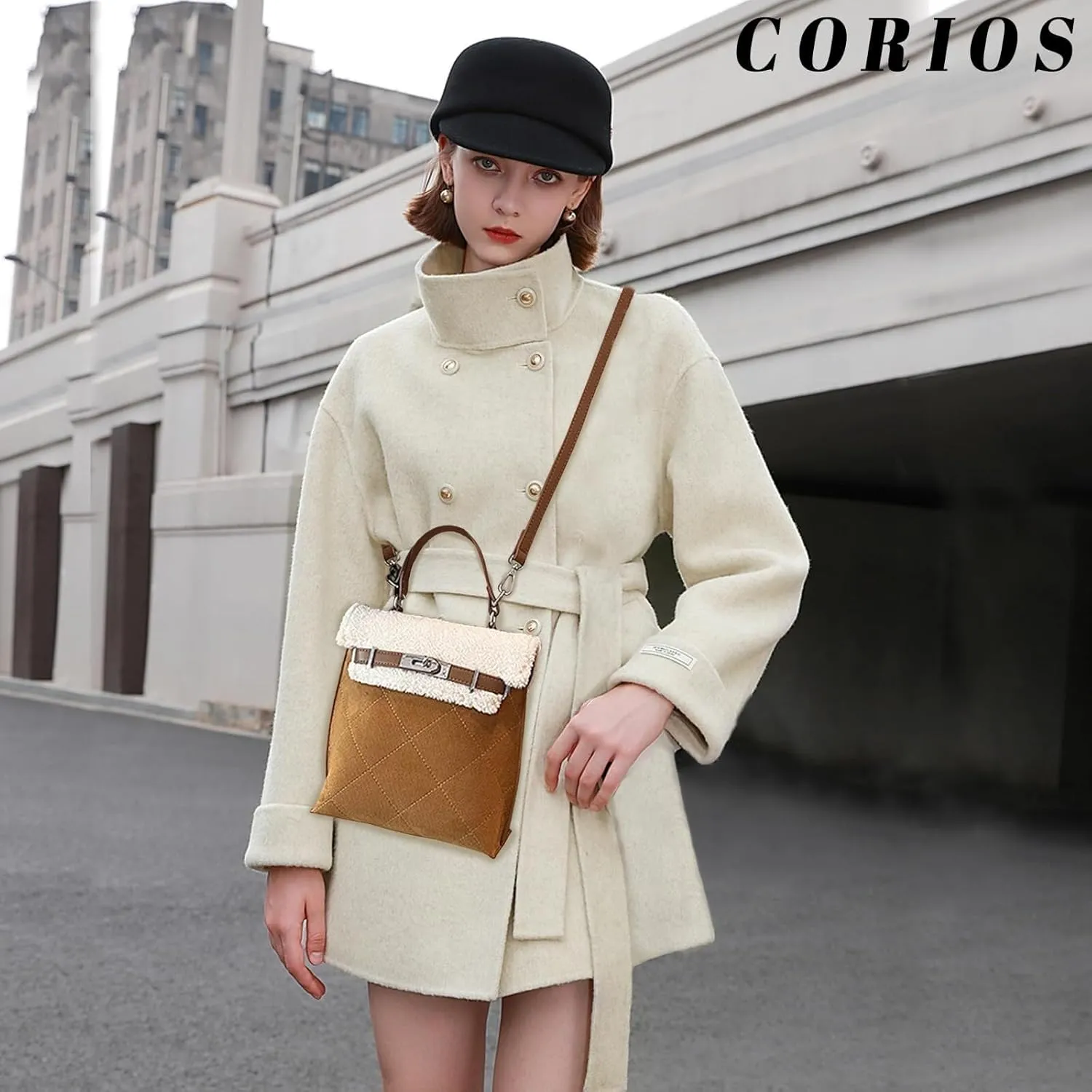 Medium Capacity Crossbody Soft Plush Top Handle Satchel Women Suede Handbag Tote with Lamb Wool Vintage Shoulder