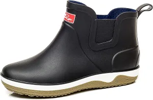 Mens Ankle Rain Boots Waterproof Chelsea Boots Slip-On Garden Work Shoes Rain Footwear