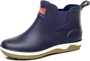 Mens Ankle Rain Boots Waterproof Chelsea Boots Slip-On Garden Work Shoes Rain Footwear