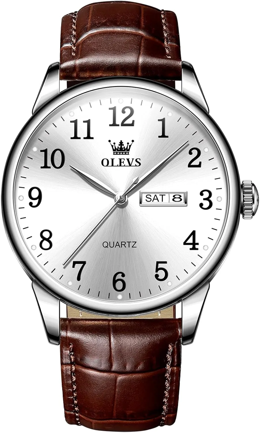 Men's Casual Leather Watch, Easy to Read Three-Hand Analog Stainless Steel Watches for Men, Minimalist Day Date Waterproof Luminous Mens Quartz Wristwatch