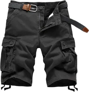 Men's Classic-Fit Twill Cargo Shorts Casual Solid Chino Golf Shorts Workout Cargo Shorts with Multi Pockets