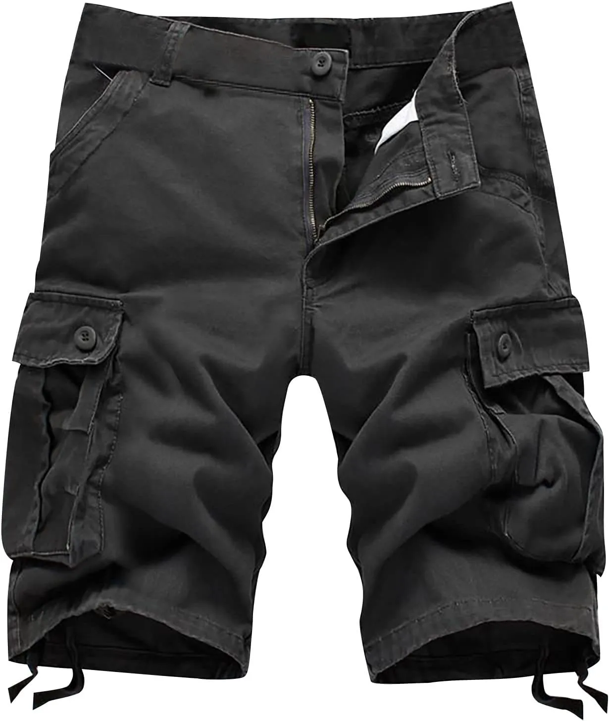 Men's Classic-Fit Twill Cargo Shorts Casual Solid Chino Golf Shorts Workout Cargo Shorts with Multi Pockets