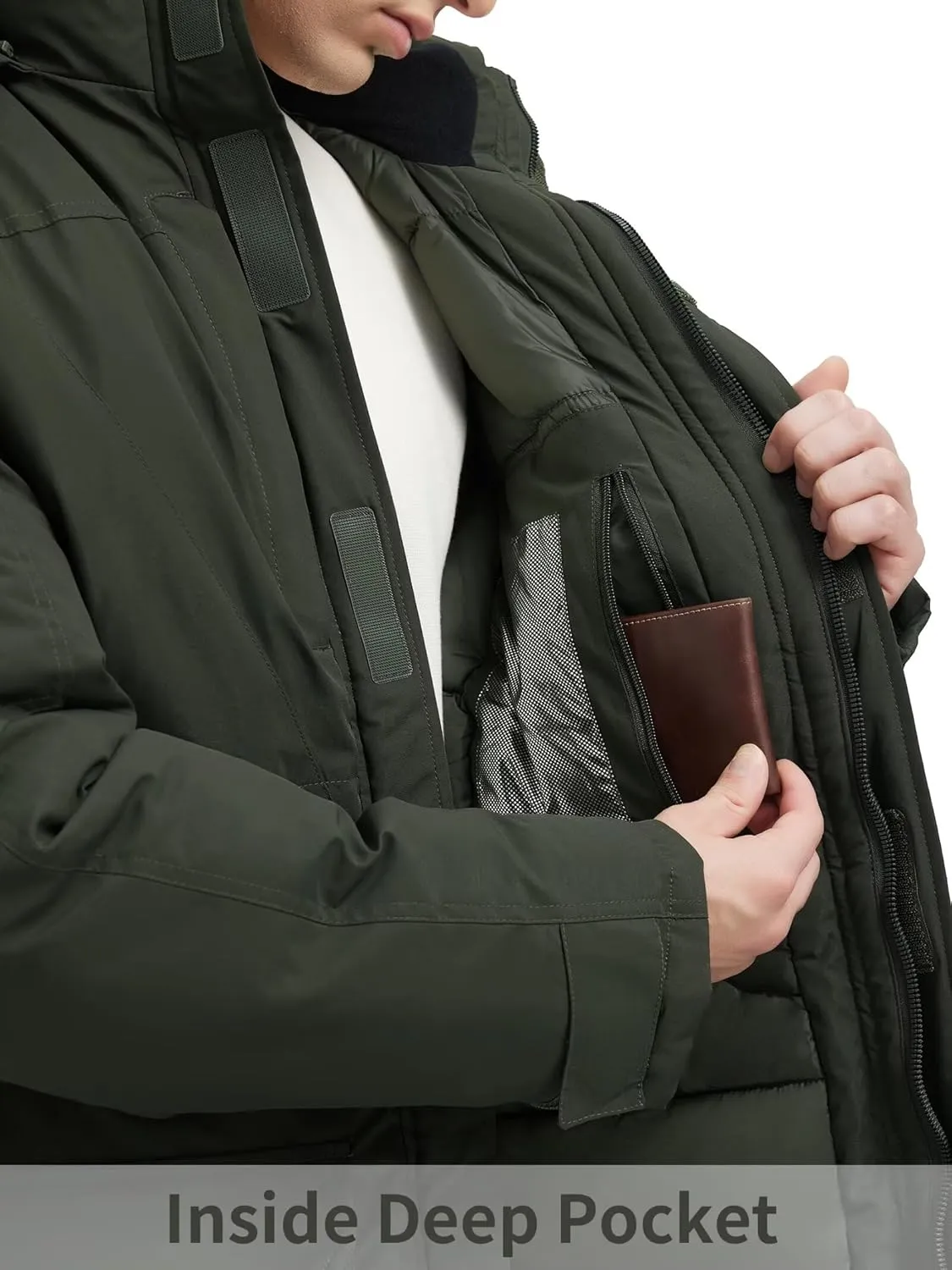 Men's Extra Long Parka Winter Coats Hooded Puffer Jacket Heavy Warm Water-resistant Outerwear Cold Weather