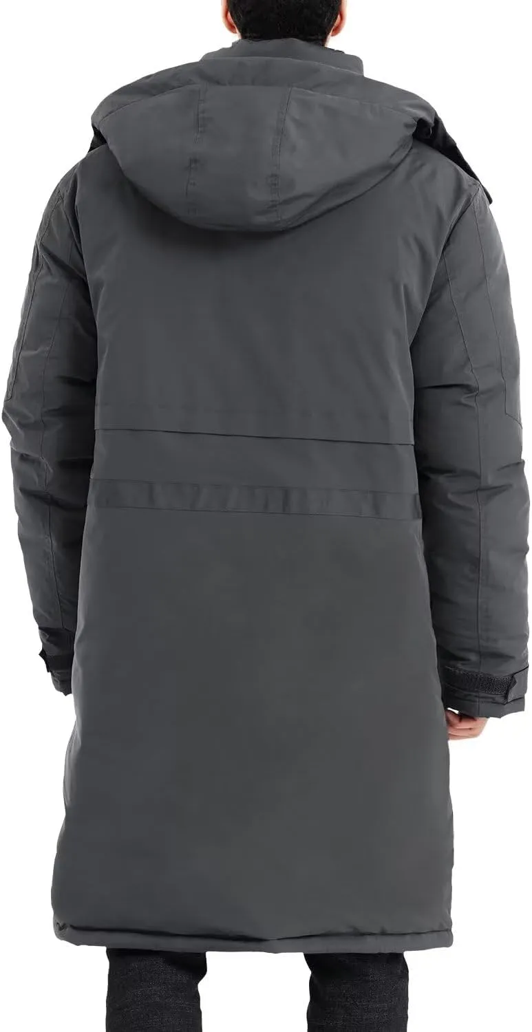 Men's Extra Long Parka Winter Coats Hooded Puffer Jacket Heavy Warm Water-resistant Outerwear Cold Weather