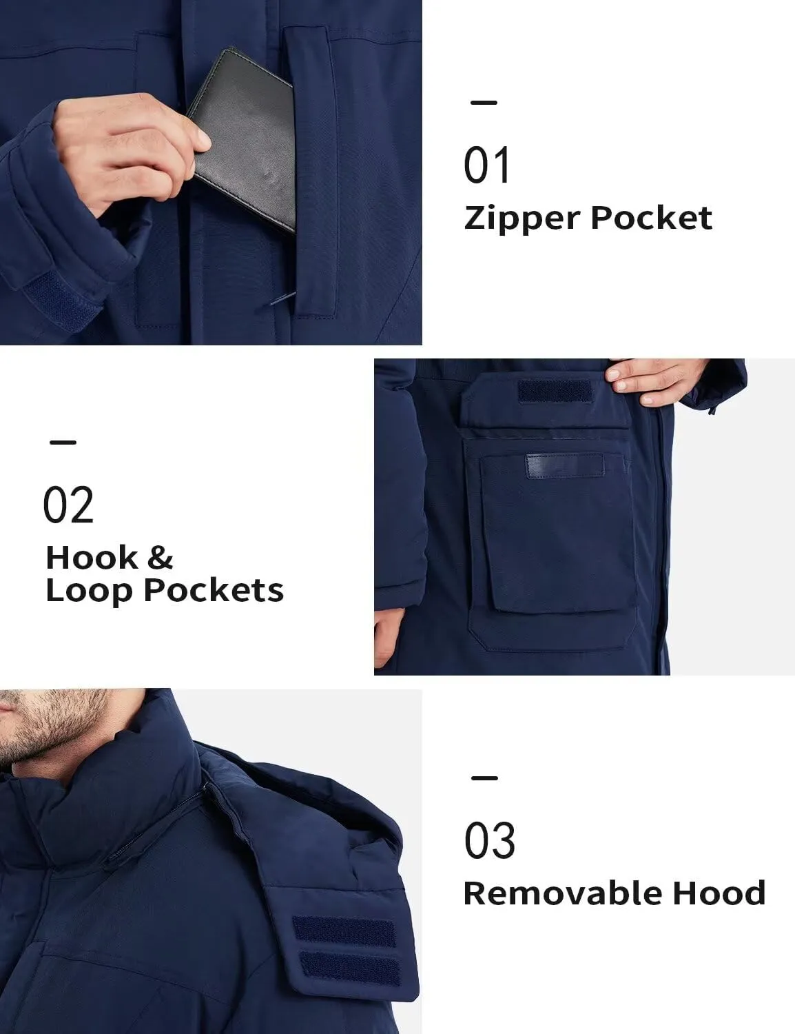 Men's Extra Long Parka Winter Coats Hooded Puffer Jacket Heavy Warm Water-resistant Outerwear Cold Weather