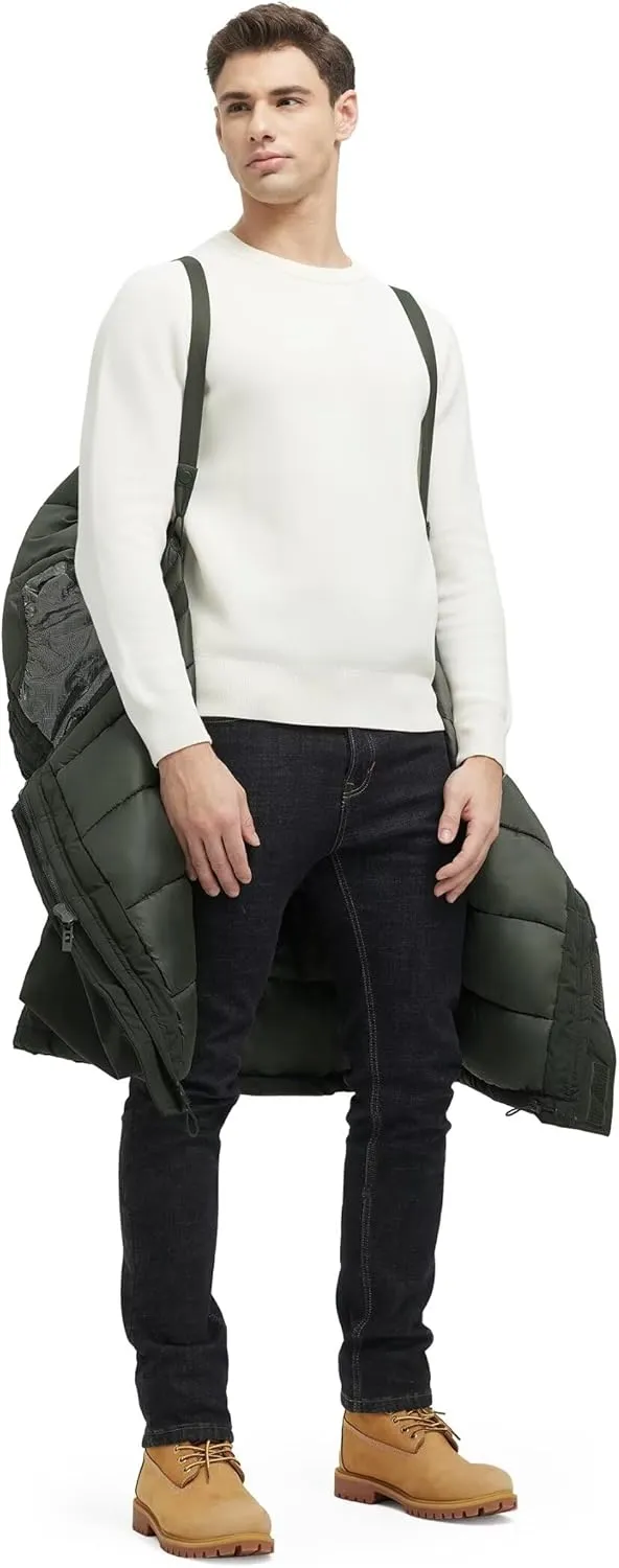 Men's Extra Long Parka Winter Coats Hooded Puffer Jacket Heavy Warm Water-resistant Outerwear Cold Weather