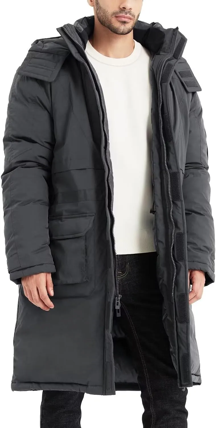 Men's Extra Long Parka Winter Coats Hooded Puffer Jacket Heavy Warm Water-resistant Outerwear Cold Weather