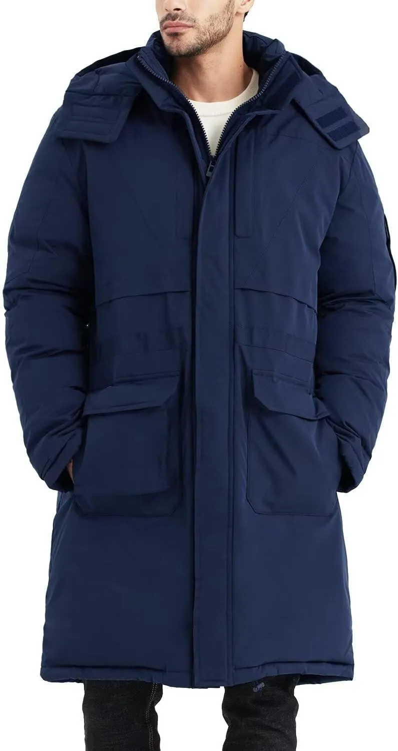 Men's Extra Long Parka Winter Coats Hooded Puffer Jacket Heavy Warm Water-resistant Outerwear Cold Weather