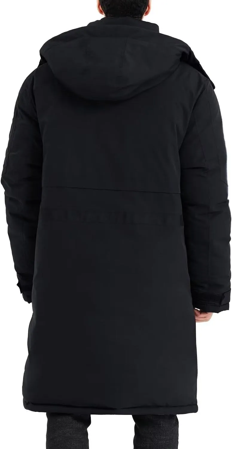 Men's Extra Long Parka Winter Coats Hooded Puffer Jacket Heavy Warm Water-resistant Outerwear Cold Weather