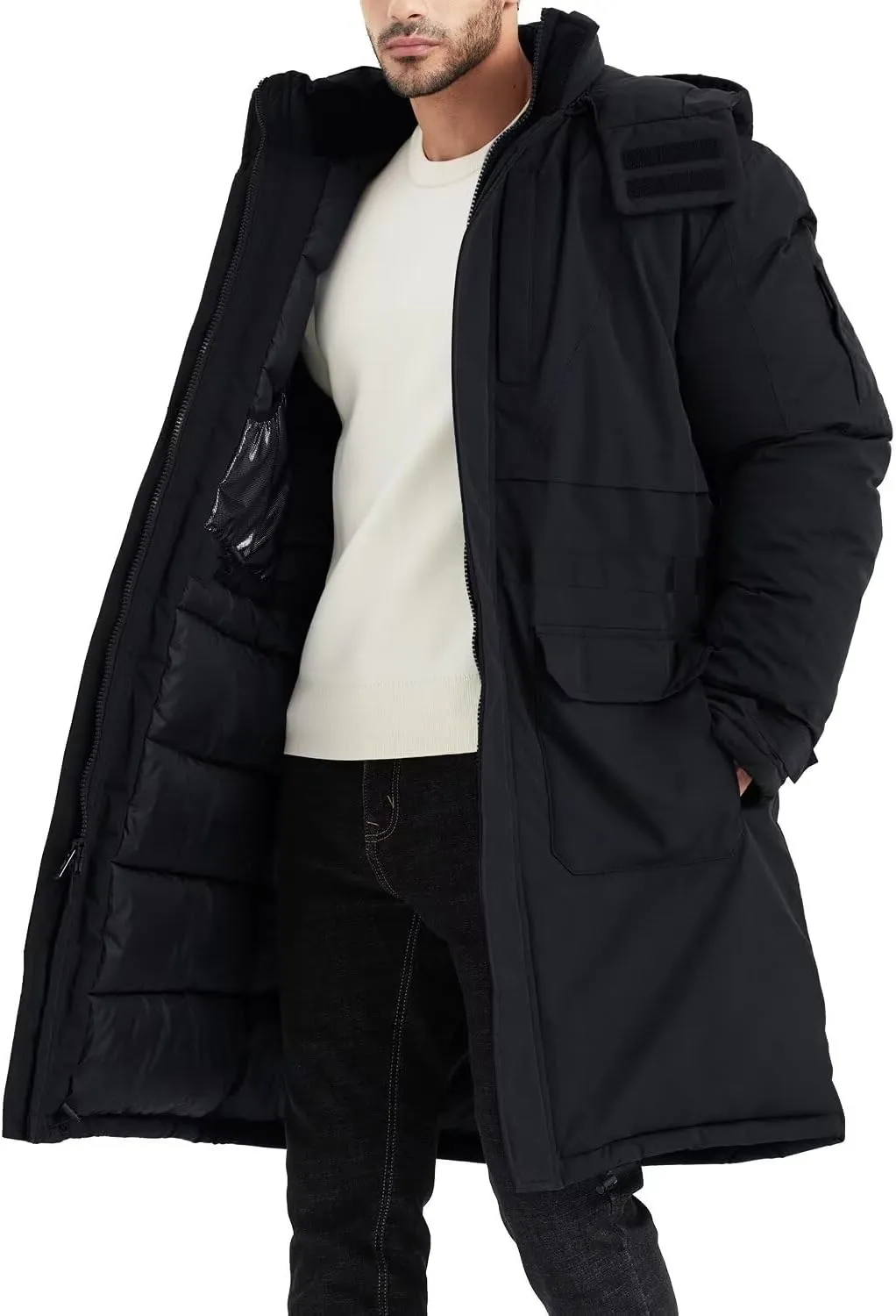 Men's Extra Long Parka Winter Coats Hooded Puffer Jacket Heavy Warm Water-resistant Outerwear Cold Weather