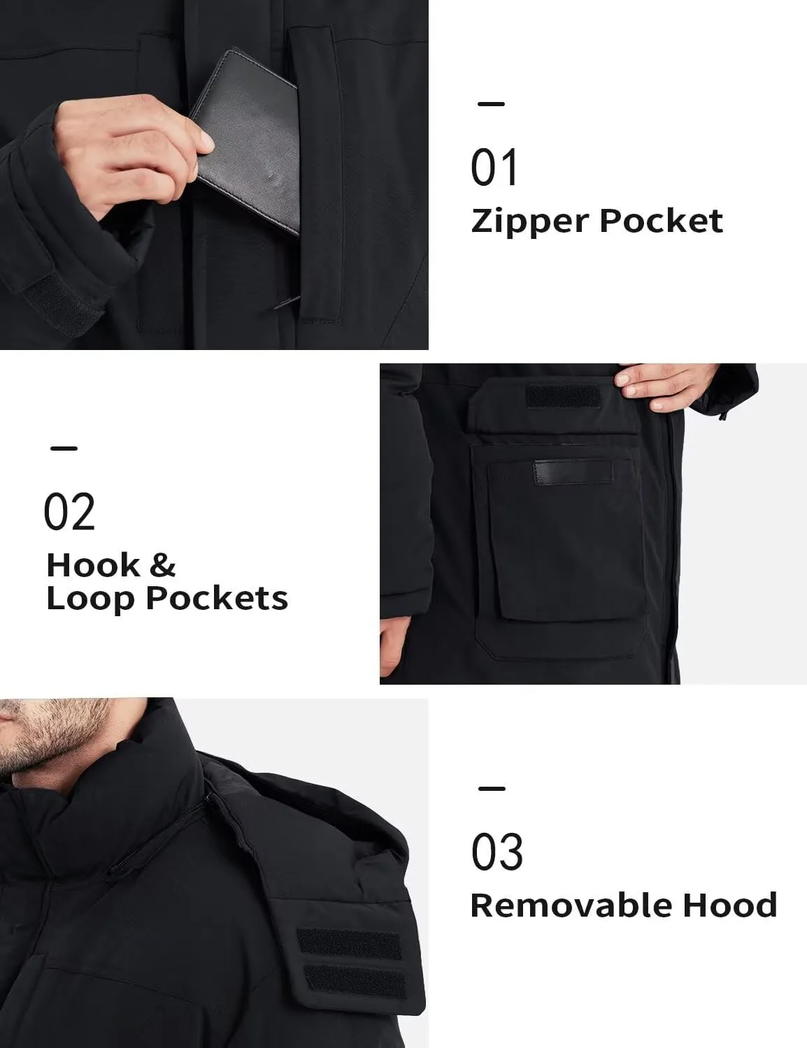 Men's Extra Long Parka Winter Coats Hooded Puffer Jacket Heavy Warm Water-resistant Outerwear Cold Weather