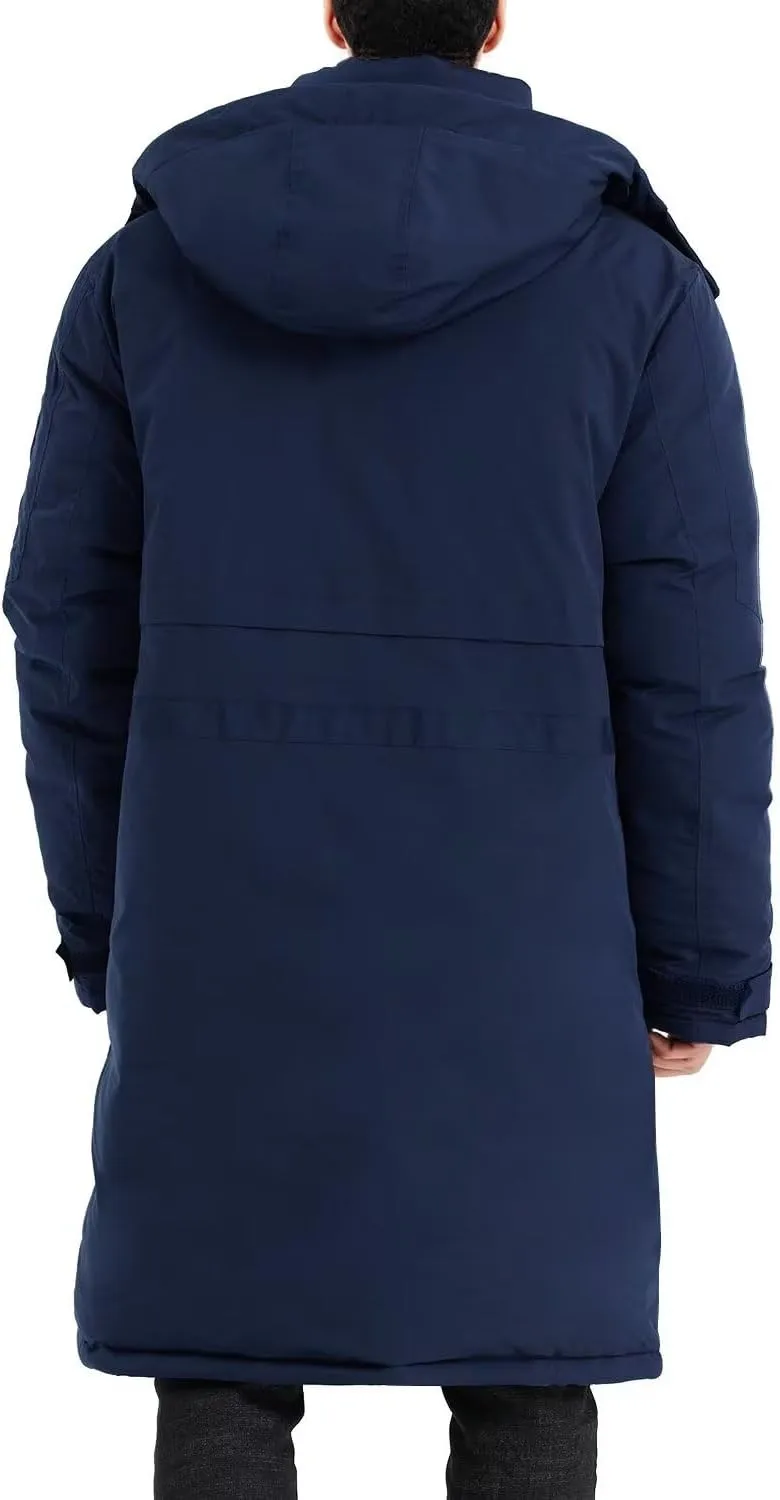 Men's Extra Long Parka Winter Coats Hooded Puffer Jacket Heavy Warm Water-resistant Outerwear Cold Weather