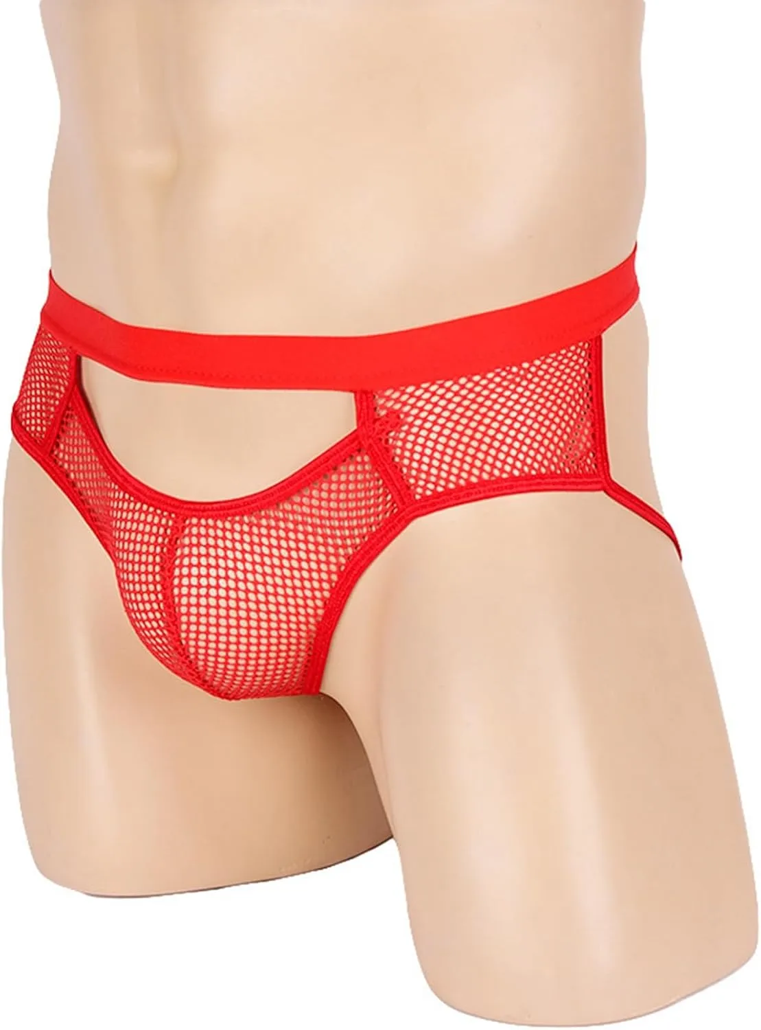 Men's Fishnet Mesh Briefs Sexy G-Strings See Through Thongs Bikini Underpants Breathable Bulge Pouch Underwear