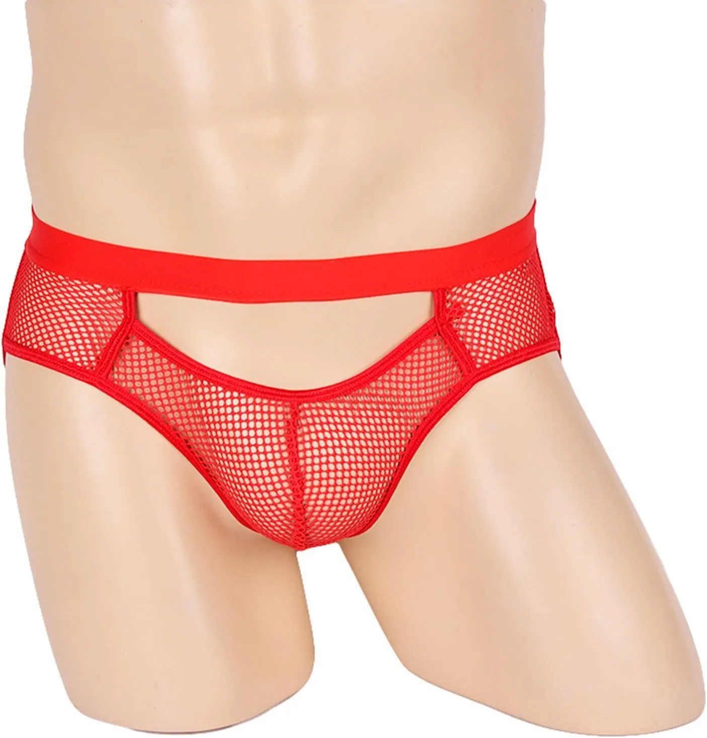 Men's Fishnet Mesh Briefs Sexy G-Strings See Through Thongs Bikini Underpants Breathable Bulge Pouch Underwear