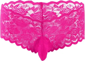 Men's Lace G-String Thongs T-Back See Through Bikini Briefs Underwear Sexy Thong Panties Breathable Panties